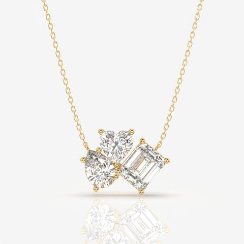 Cluster Trio Lab Grown Diamond Fashion 14k Gold Pendant
