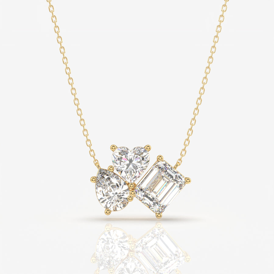 Cluster Trio Lab Grown Diamond Fashion 14k Gold Pendant