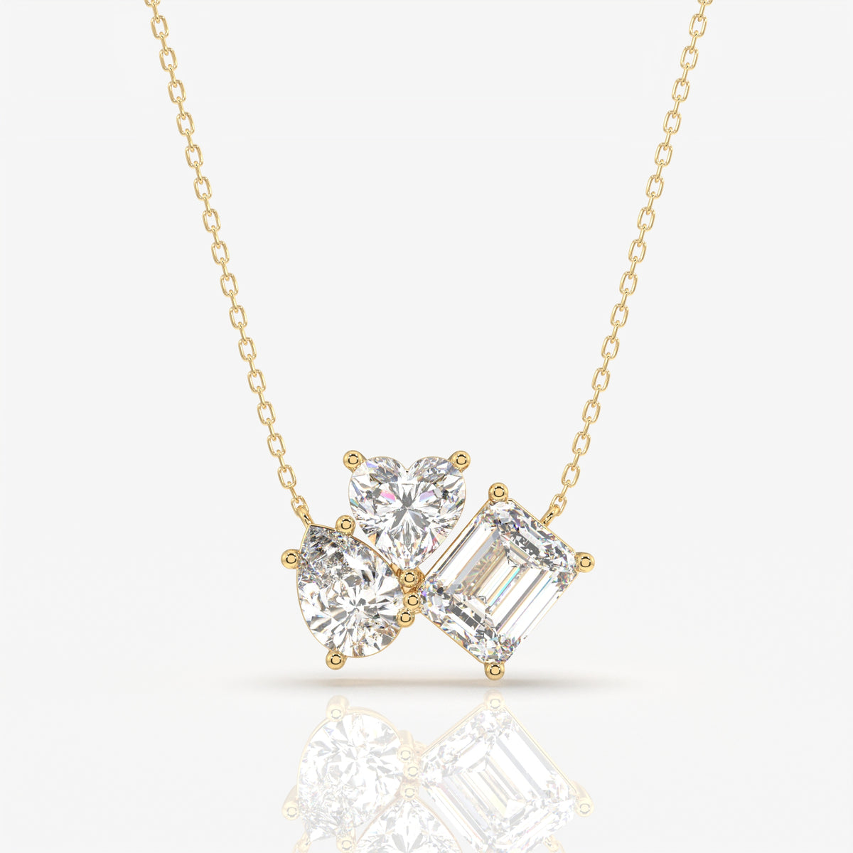 Cluster Trio Lab Grown Diamond Fashion 14k Gold Pendant