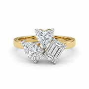 Trinity Pear, Heart & Emerald Cut Lab Grown Diamond Engagement 18K Gold Ring