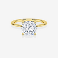 Cushion Cut Lab Grown Diamond Solitaire Engagement 14k Gold Ring