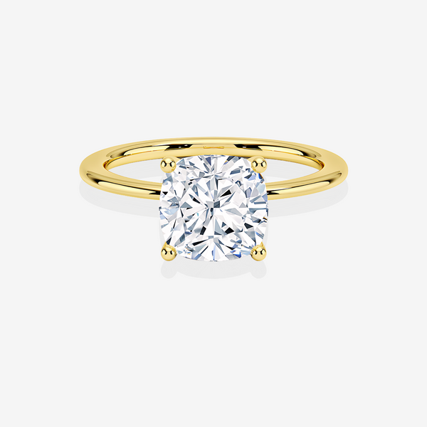 Cushion Cut Lab Grown Diamond Solitaire Engagement 14k Gold Ring