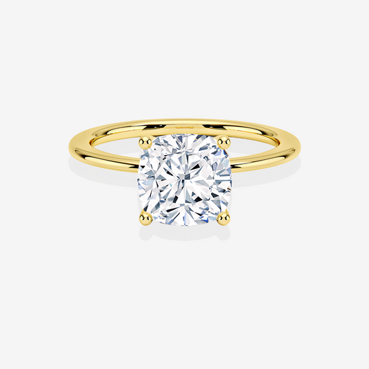 Cushion Cut Moissanite Diamond Classic Solitaire Engagement Sterling Silver Ring