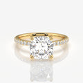 Cushion Cut Moissanite Diamond Pave 14k Gold Ring
