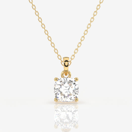 Cushion Cut Moissanite Diamond Solitaire 14k Gold Pendant