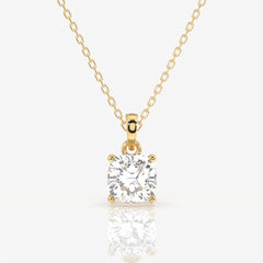 Cushion Cut Lab Grown Diamond Solitaire 14k Gold Pendant