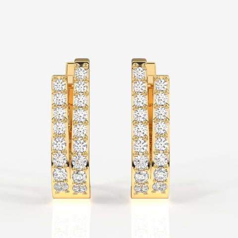 Dual Gleam Lab Grown Hoop 14k Gold Earrings