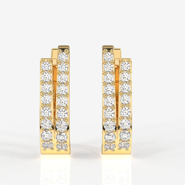 Dual Gleam Lab Grown Hoop 14k Gold Earrings