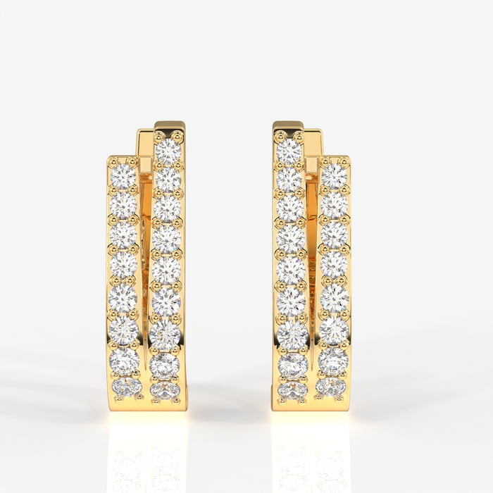 Dual Gleam Lab Grown Hoop 14k Gold Earrings