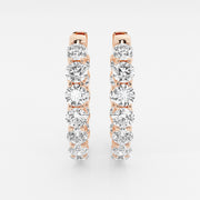 Round Cut Moissanite Diamond Oval Hoop Sterling Silver Earrings