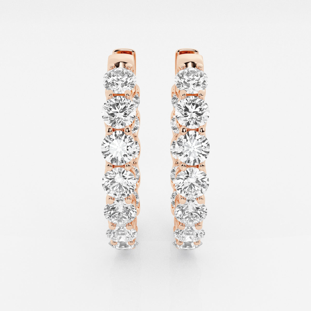 Round Cut Moissanite Diamond Oval Hoop Sterling Silver Earrings