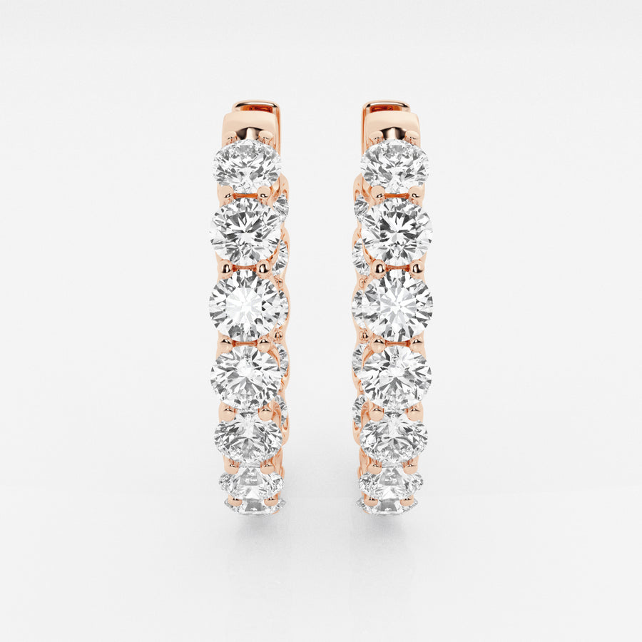 Round Cut Moissanite Diamond Oval Hoop Sterling Silver Earrings