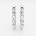 Round Cut Moissanite Diamond Oval Hoop Sterling Silver Earrings