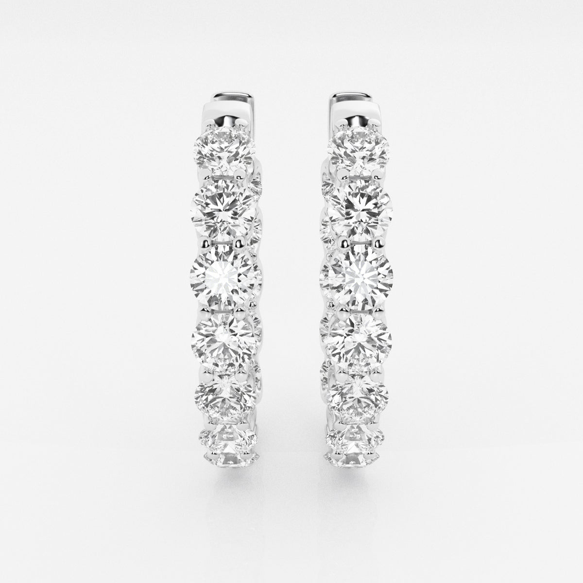 Round Cut Moissanite Diamond Oval Hoop Sterling Silver Earrings