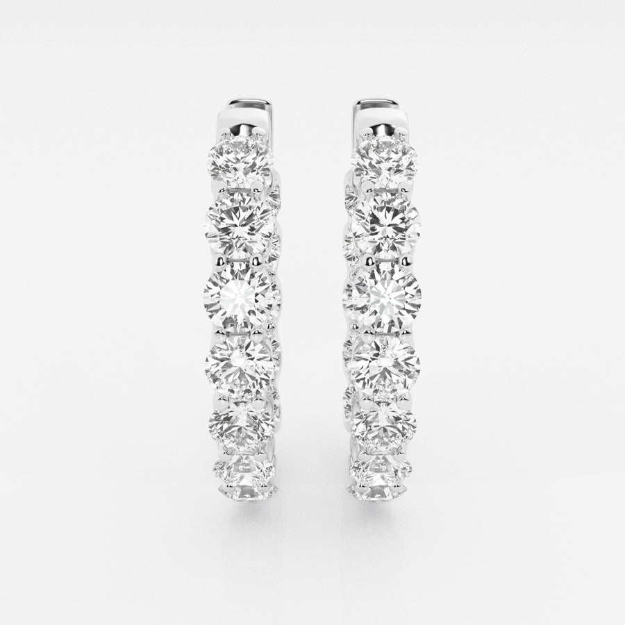 Round Cut Moissanite Diamond Oval Hoop Sterling Silver Earrings