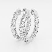 Round Cut Moissanite Diamond Oval Hoop Sterling Silver Earrings
