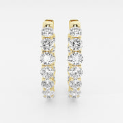 Round Cut Moissanite Diamond Oval Hoop Sterling Silver Earrings