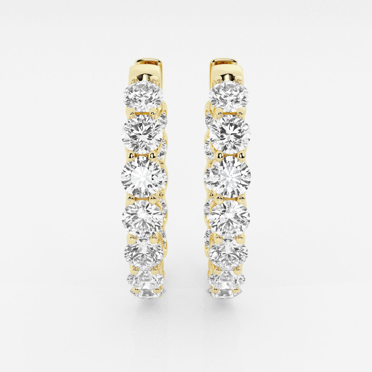 Round Cut Moissanite Diamond Oval Hoop Sterling Silver Earrings