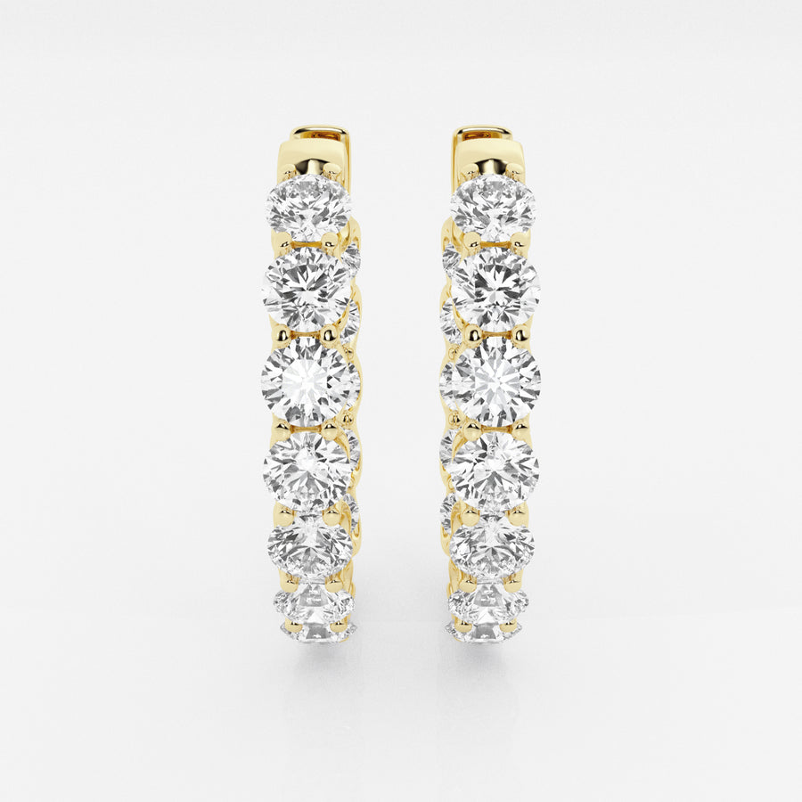Round Cut Moissanite Diamond Oval Hoop Sterling Silver Earrings
