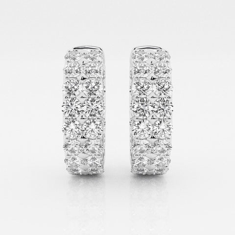 Double-row inside-out hoop earrings in a white-metal finish, front view