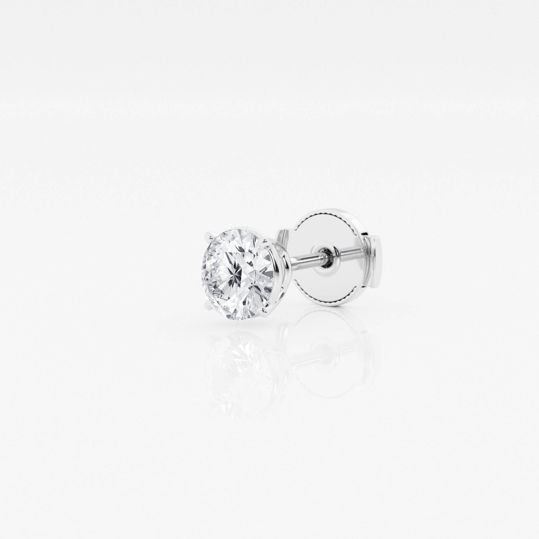 Round Cut Moissanite Diamond Single Stud  Silver Earring