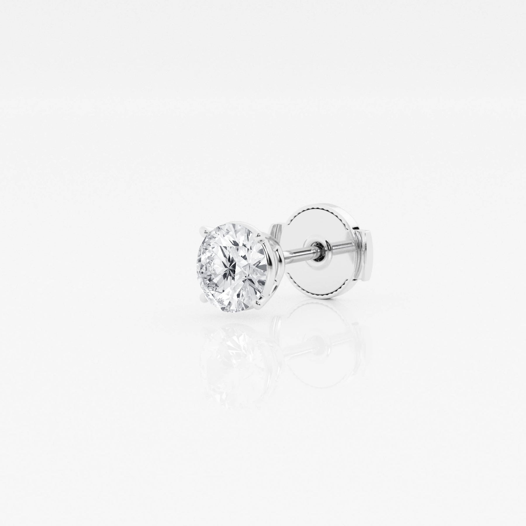 Round Cut Moissanite Diamond Single Stud 18k Gold Earring