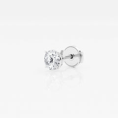 Round Cut Moissanite Diamond Single Stud 18k Gold Earring