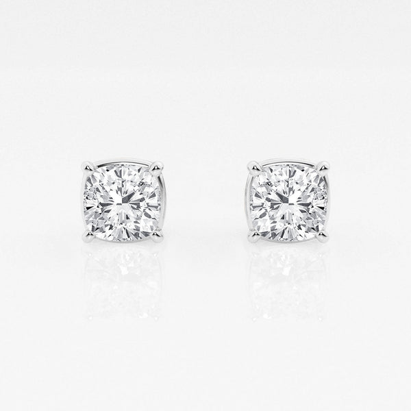 Lab-Created Diamond Solitaire Stud Earrings 1 ct tw Cushion 14K White Gold  (SI2/F) | Jared