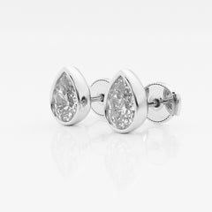 Pear Cut Moissanite Diamond Bezel Certified Stud Sterling Silver Earrings