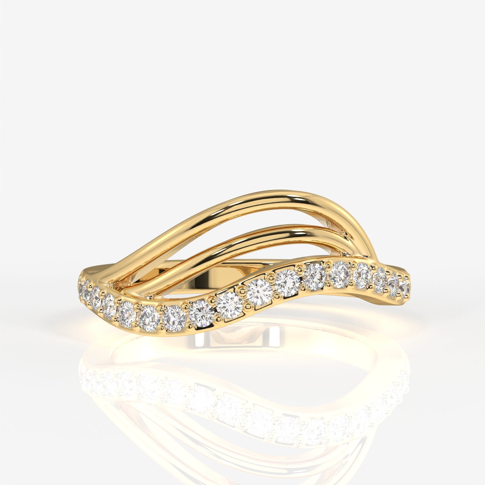 Elegant Wave Moissanite Diamond 14k Gold Band