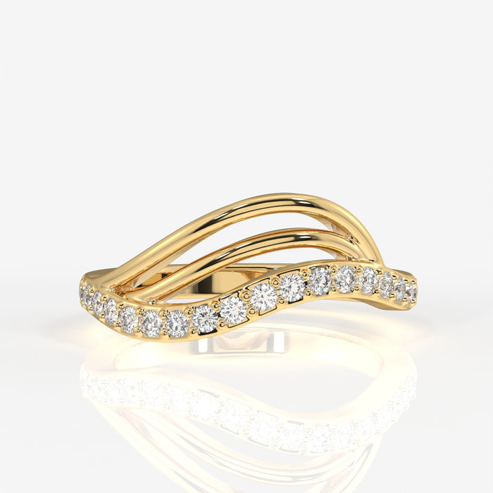 Elegant Wave Moissanite Diamond 14k Gold Band