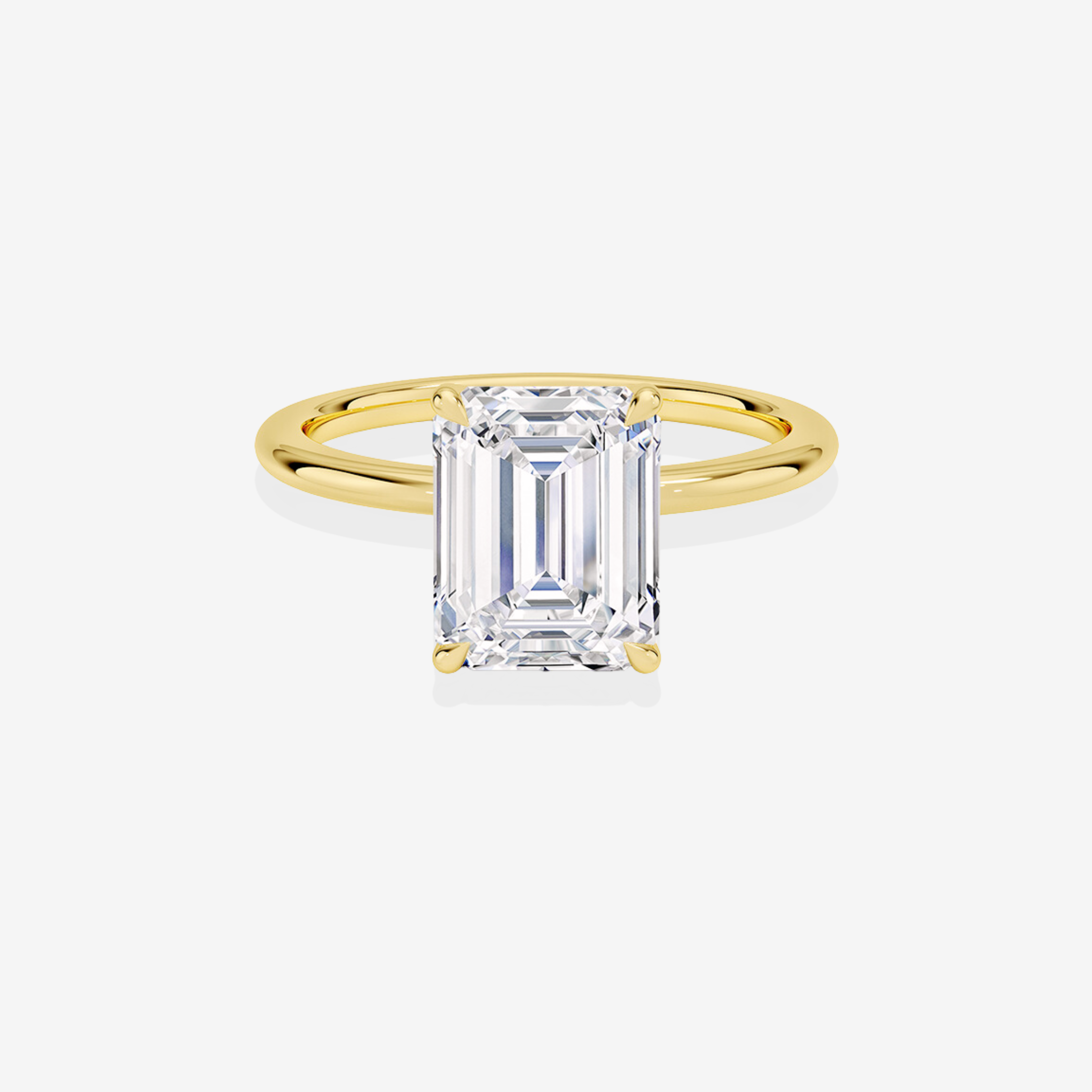 Emerald Cut Lab Grown Diamond Petite Solitaire Engagement 14k Gold Ring
