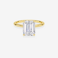 Emerald Cut Lab Grown Diamond Petite Solitaire Engagement 14k Gold Ring