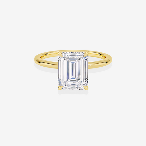 Emerald Cut Lab Grown Diamond Petite Solitaire Engagement 14k Gold Ring