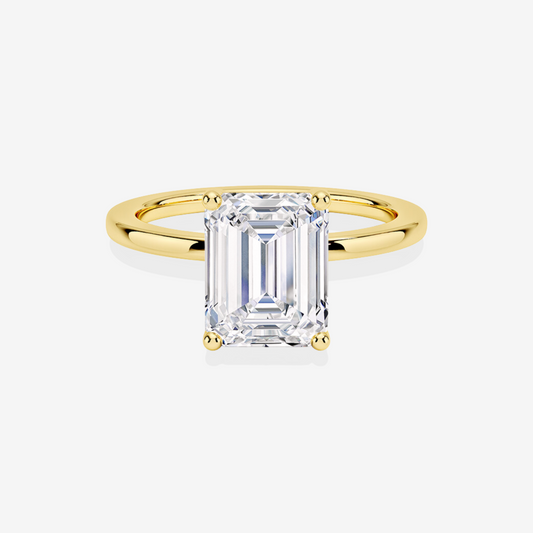 Emerald Cut Lab Grown Diamond Provence Solitaire Engagement 14k Gold Ring