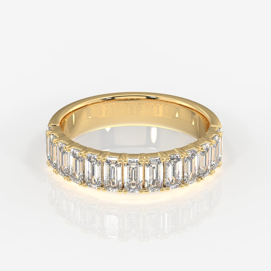 Emerald Cut Lab Grown Diamond Wedding 18k Gold Band Ring