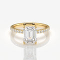 Emerald Cut Moissanite Diamond Pave Sterling Silver Ring