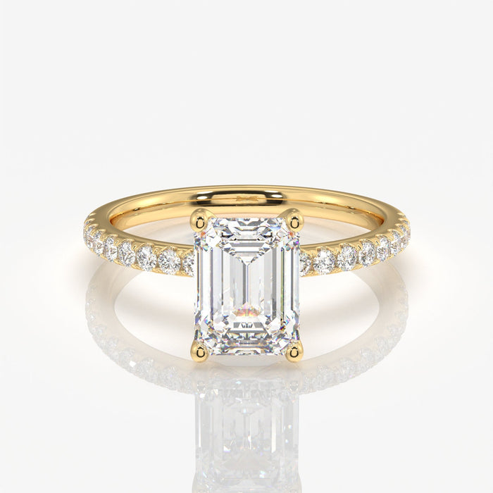 Emerald Cut Moissanite Diamond Pave Sterling Silver Ring