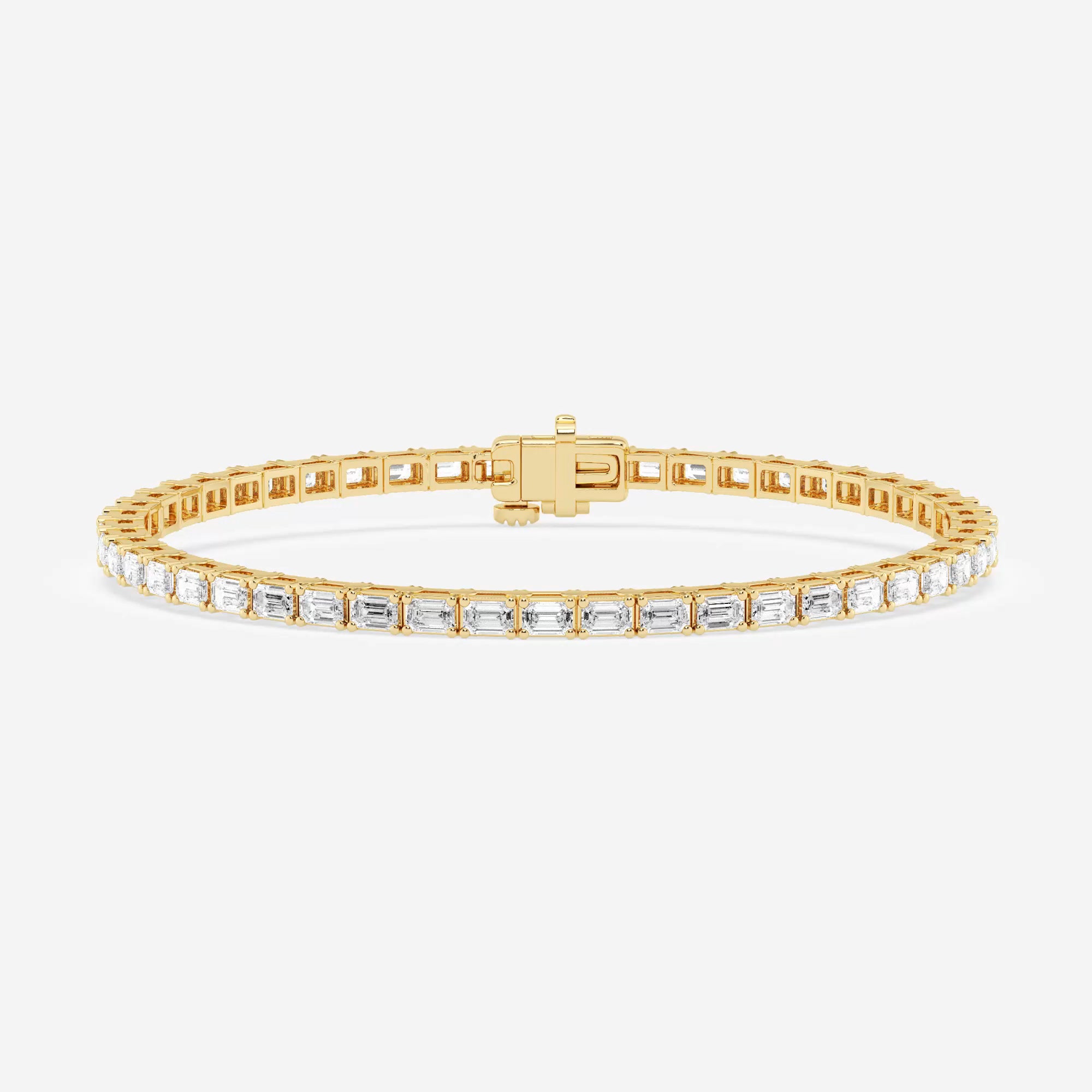 Emerald Cut Moissanite Diamond Tennis Sterling Golden Bracelet