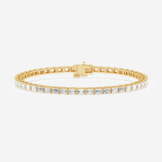 Emerald Cut Moissanite Diamond Tennis Sterling Golden Bracelet