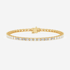 Emerald Cut Moissanite Diamond Tennis Sterling Golden Bracelet