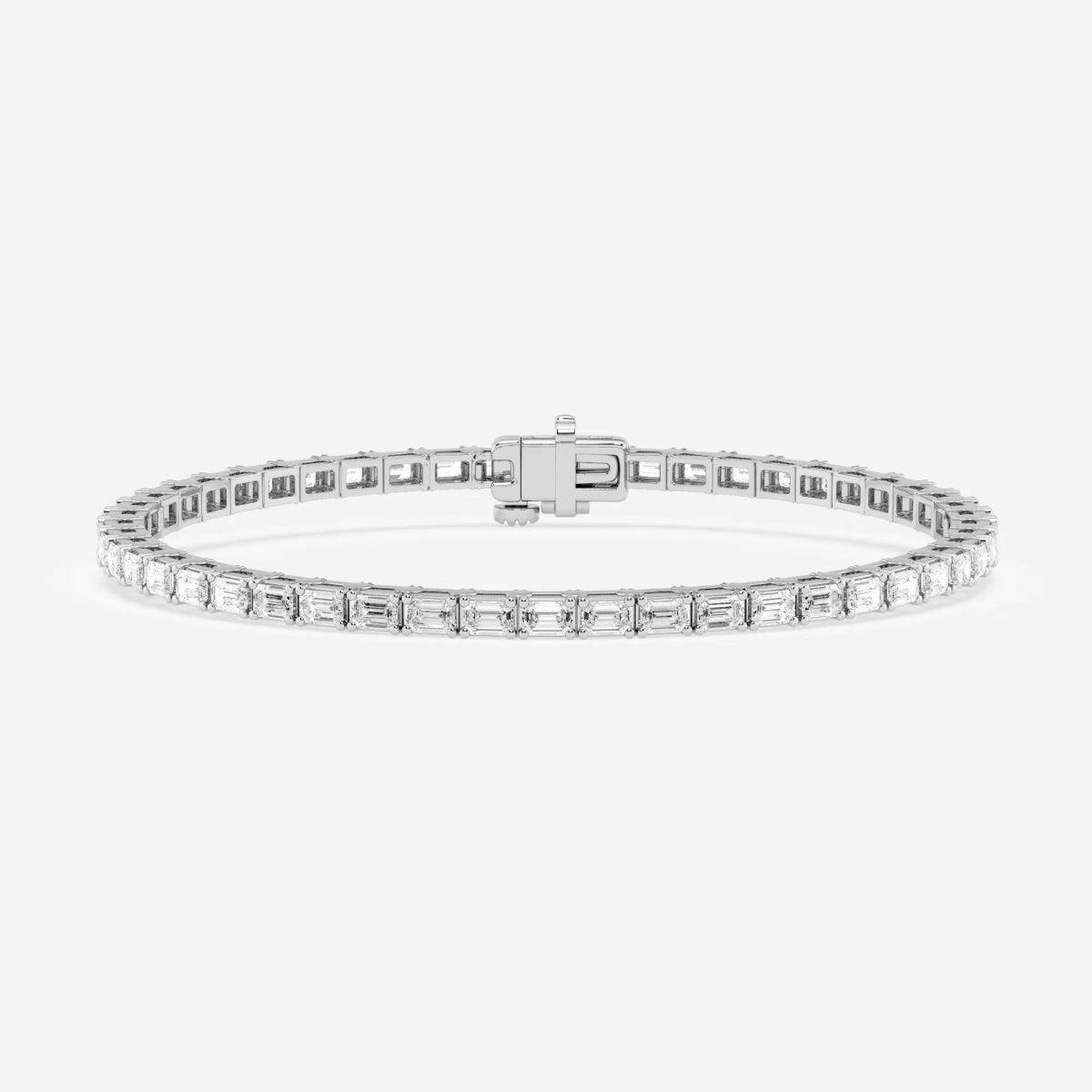 Emerald Cut Moissanite Diamond Tennis Sterling Silver Bracelet