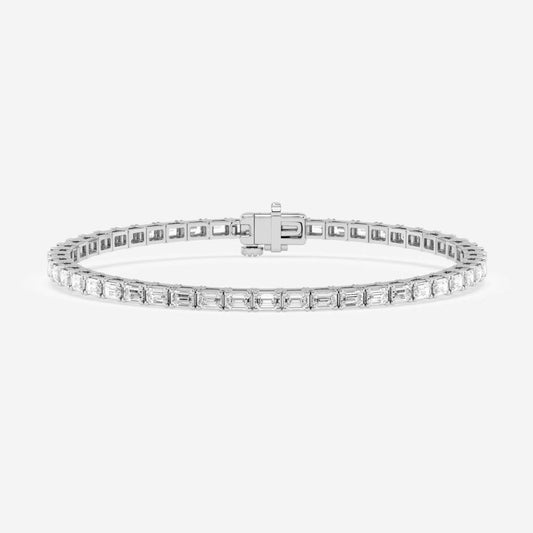 Emerald Cut Moissanite Diamond Tennis Sterling Silver Bracelet