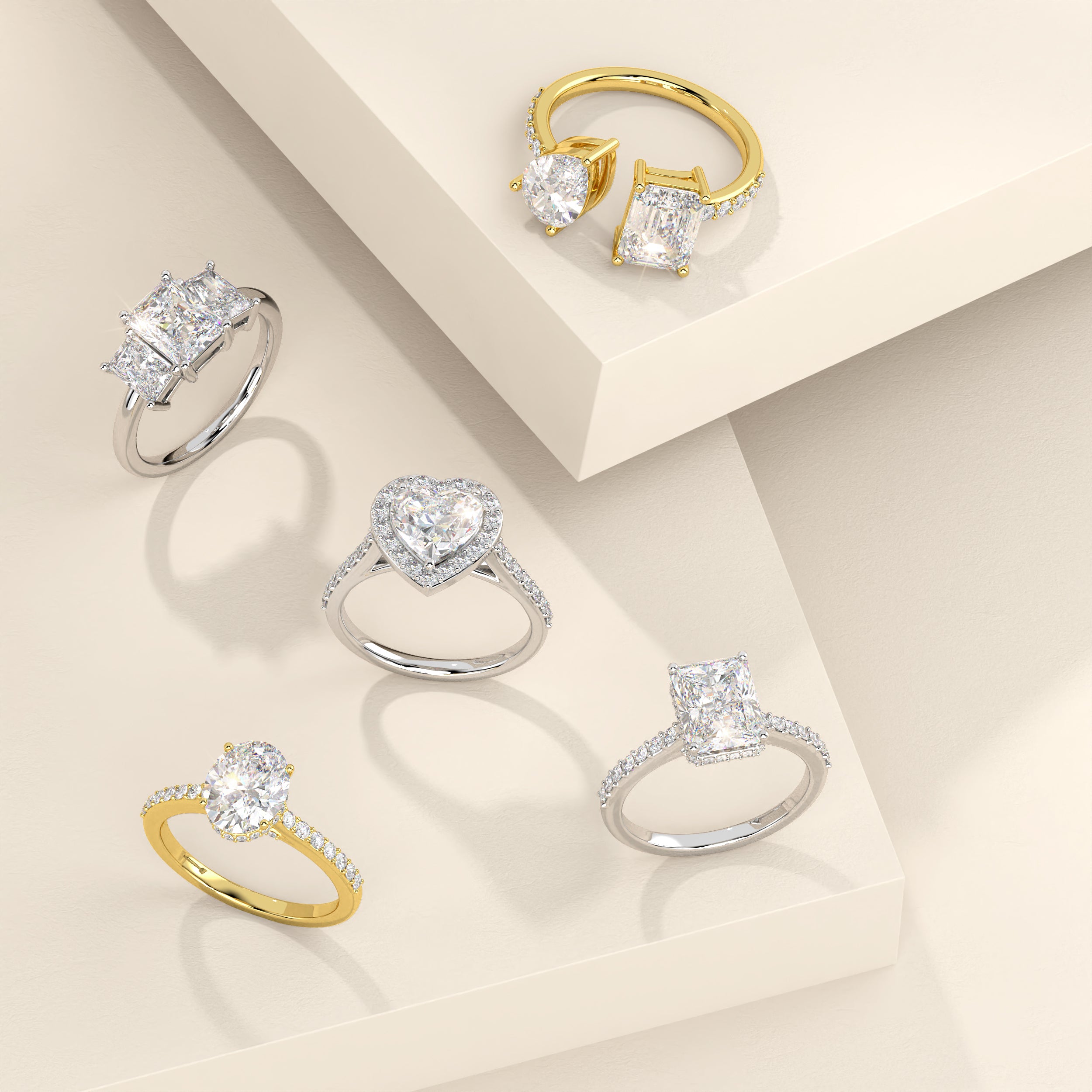 Moissanite Silver Rings