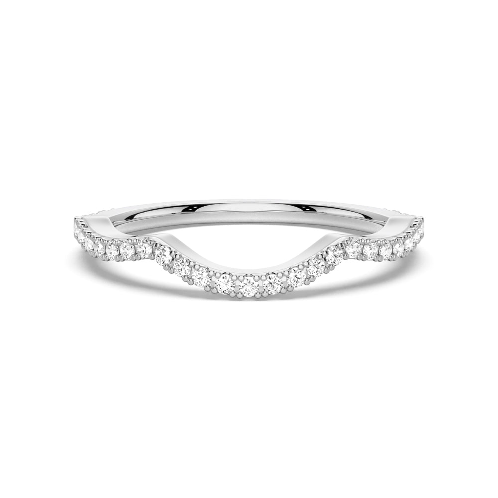 Round Cut Moissanite Diamond Wedding Band 18K Gold Ring
