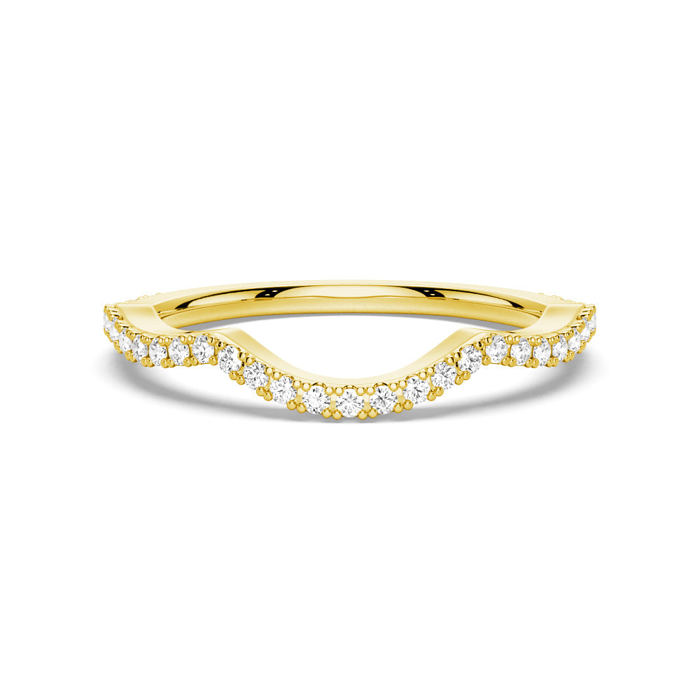 Round Cut Moissanite Diamond Wedding Band 14K Gold Ring