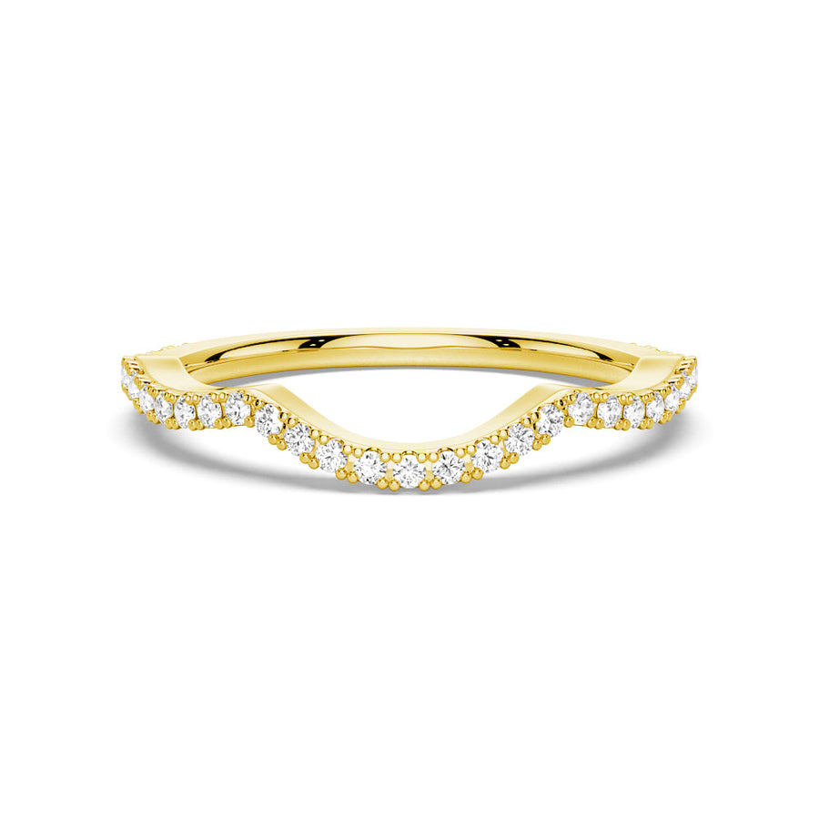 Round Cut Moissanite Diamond Wedding Band 14K Gold Ring