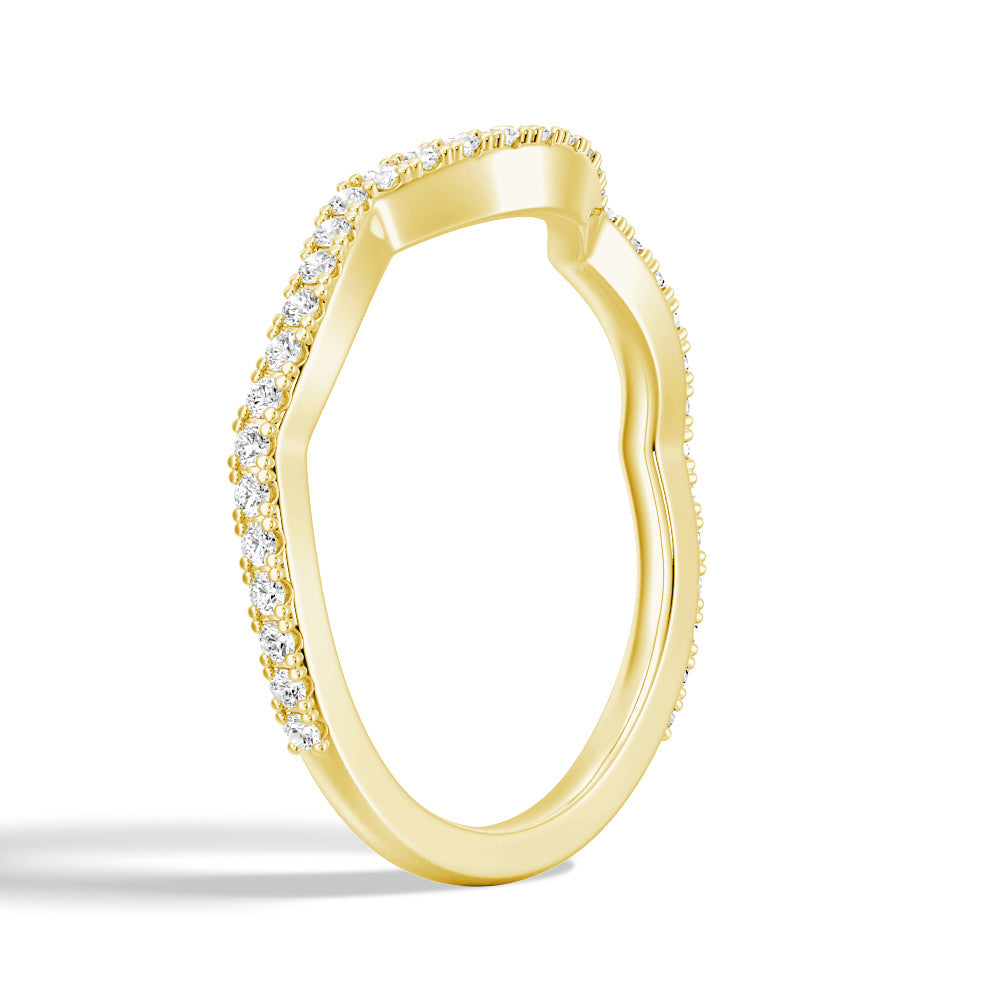 Round Cut Moissanite Diamond Wedding Band 14K Gold Ring