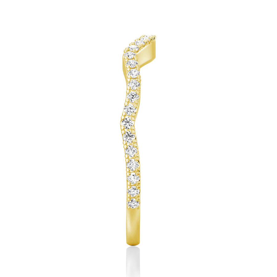 Round Cut Moissanite Diamond Wedding Band 14K Gold Ring