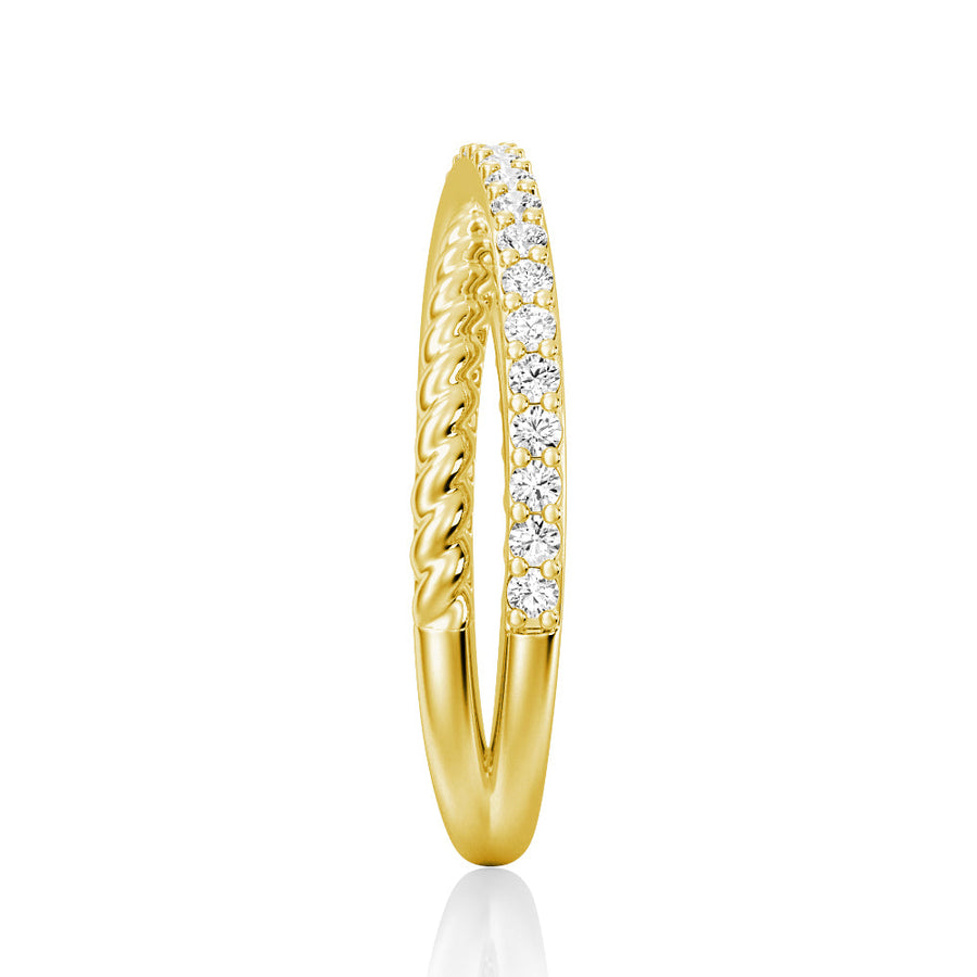 Round Cut Moissanite Diamond Wedding Band Sterling Silver Ring